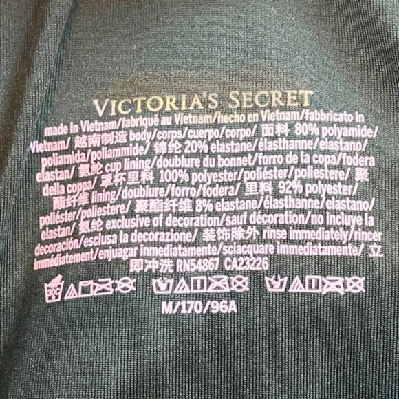 NWOT Victoria's Secret Swimsuit M One Piece Black Halter Ruched B1341 - Picture 6 of 8